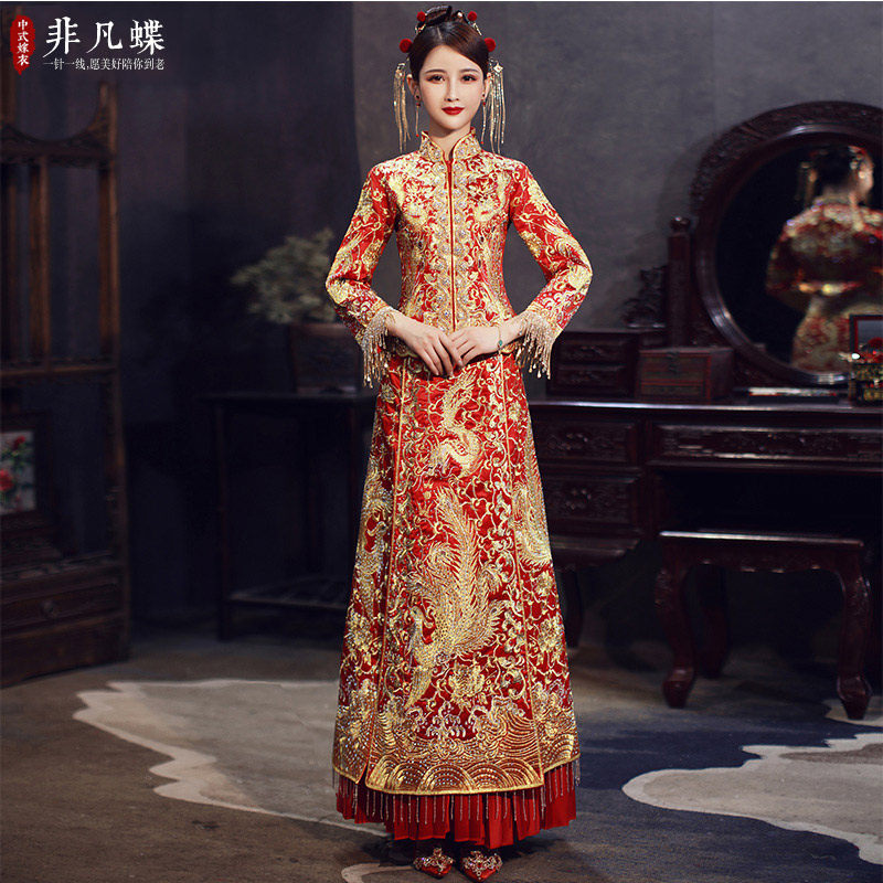大五福龙凤褂新娘秀禾服2020女婚纱 非凡蝶旗袍
