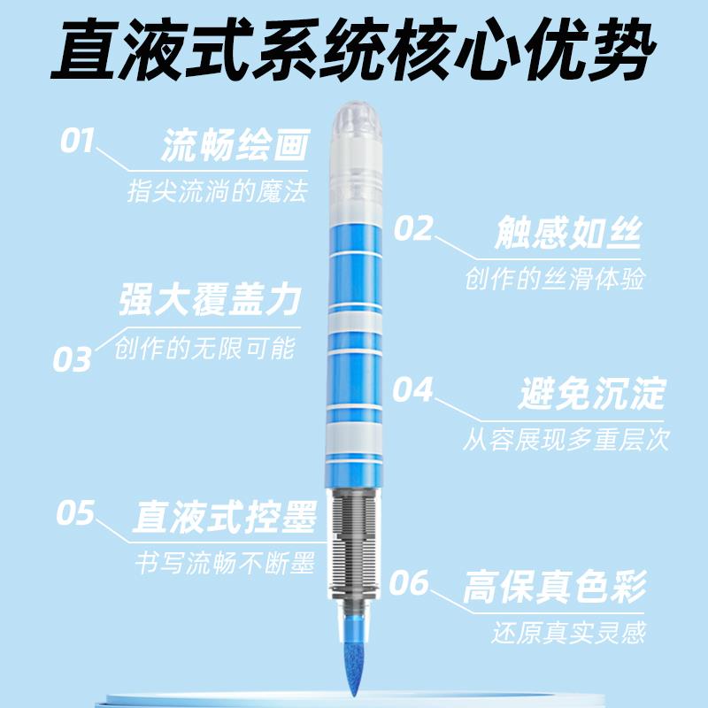 白雪POMAC巨能画直液式软头丙烯马克笔涂鸦笔小学生专用不透色可 - 图2