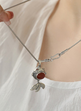 925银复古新中式好运小胖鱼吊坠