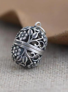 复古风镂空925银可打开香囊吊坠