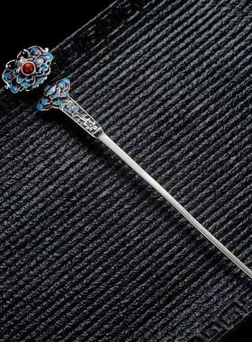 景泰蓝一字古风汉服百搭925发簪