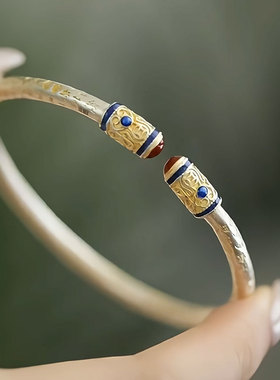 925银新中式描金法棍心经手镯女