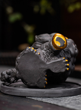 紫砂招财麒麟茶宠可养茶桌创意手工家居茶台摆件招财茶玩茶具