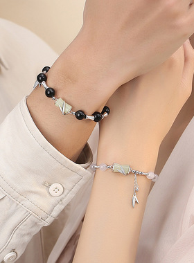 竹定一生情侣手链925纯银新中式国风和田玉手串女小众简约情侣款