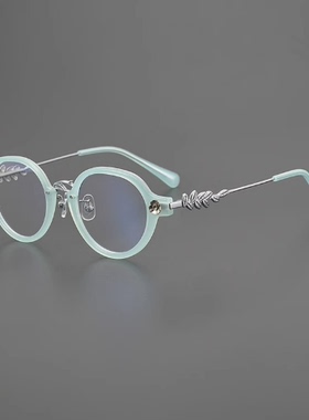 复古眼镜框架精致叶片雕花