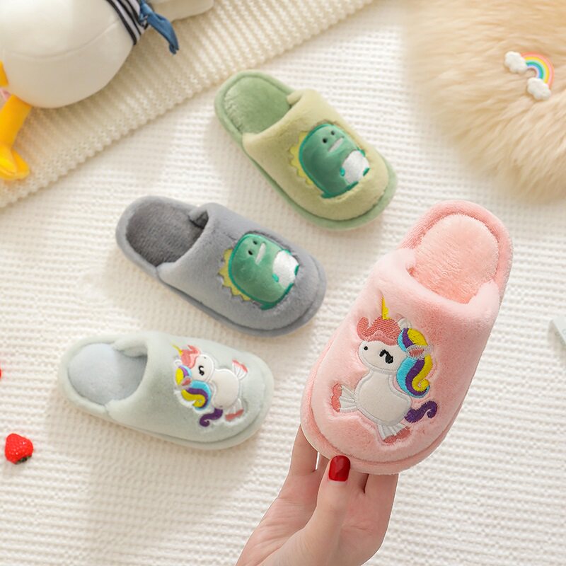 秋冬季儿童棉拖鞋男女童卡通室内居家鞋中小童防滑软底宝宝地板拖