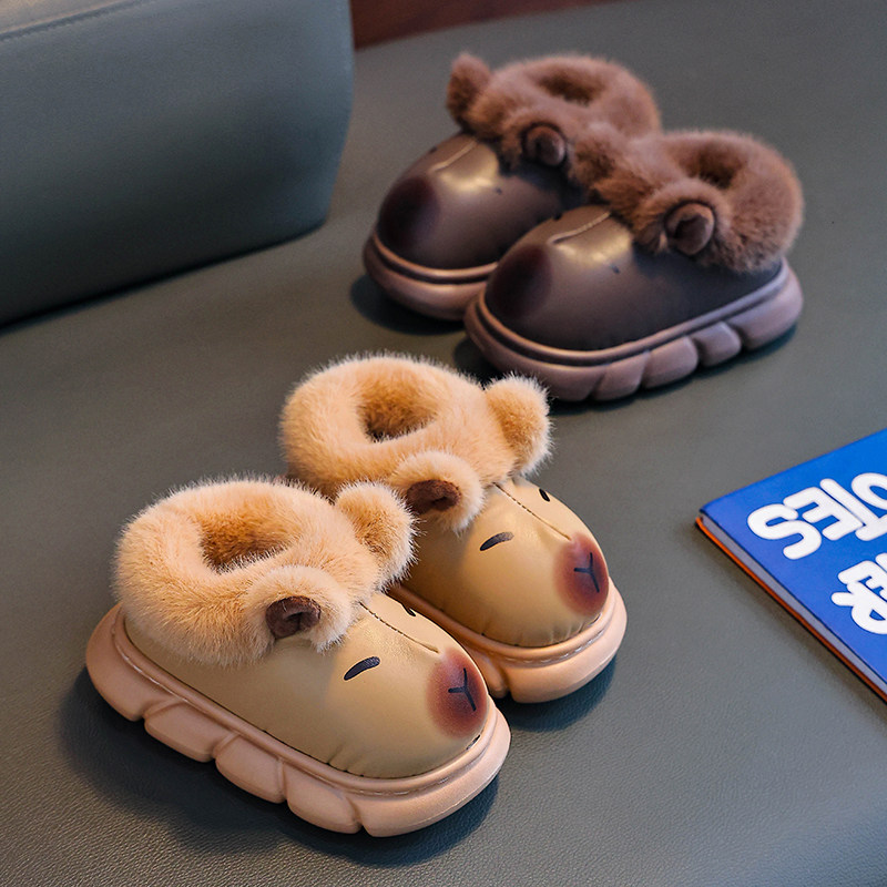 卡皮巴拉儿童棉鞋冬季男童EVA室内皮面防水中大童小孩包跟棉拖鞋,淘宝优惠券,粉丝福利购,淘宝优惠卷