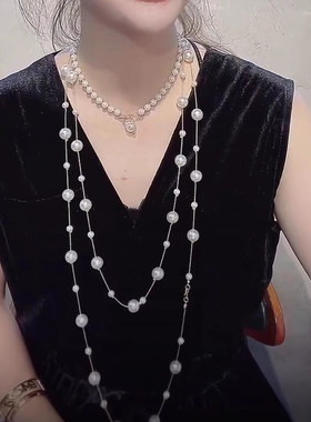 珍珠装饰项链女毛衣链2025新款爆款网红春夏长款轻奢小众大气高档
