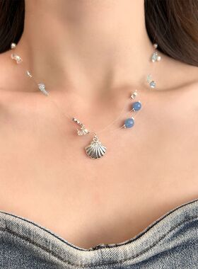 温柔甜美珍珠海星多层叠戴锁骨链