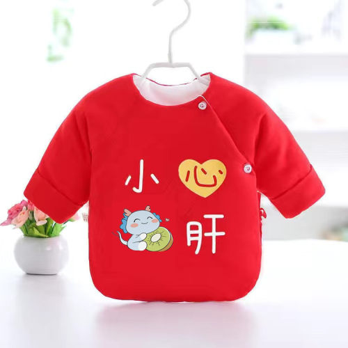 婴儿衣服冬款棉衣半背新生儿儿春秋内衣满月大红色刚初生男女宝宝 - 图1