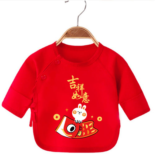 婴儿衣服冬款棉衣半背新生儿儿春秋内衣满月大红色刚初生男女宝宝 - 图3
