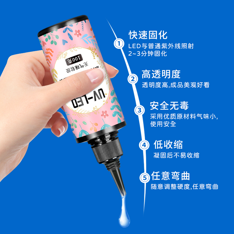 安尔固UV软胶高透明速干手工diy猫爪制作材料耐黄水晶滴胶热缩片干花手机壳封层紫外线固化树脂胶免配比胶水 - 图2
