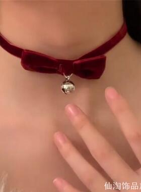 纯欲风女圣诞节项链蝴蝶结choker
