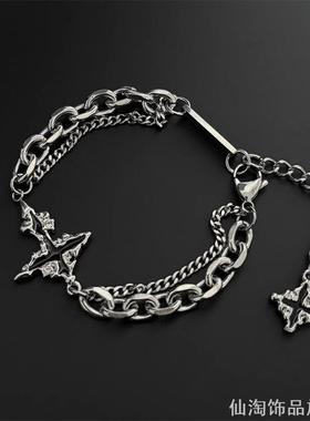 十字架吊坠手链暗黑高级感小众