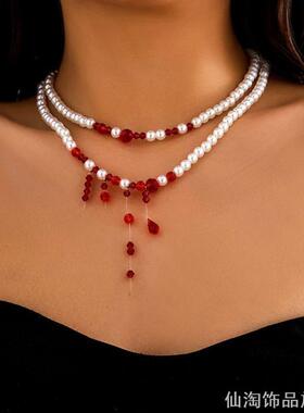 吸血鬼配饰万圣节多层仿珍珠