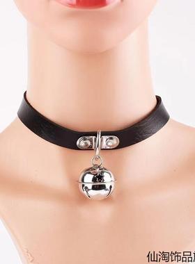 性感铃铛项圈女m颈带链子黑黑色成人项链choker锁骨链颈链