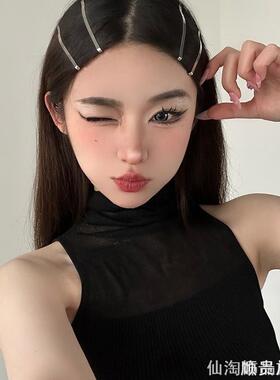 简约甜酷少女发卡ins博主金属感