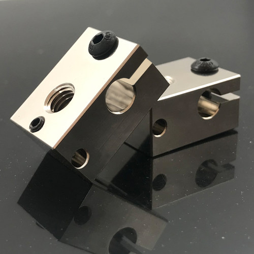 华塑 3D打印机配件E3D V6热端挤出头加热块铝/黄铜/镀铜兼容PT100 - 图1