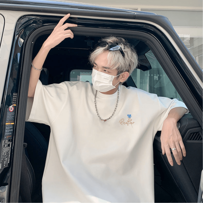 【320克重磅纯棉】潮牌痞帅宽松百搭上衣男设计感小众休闲短袖T恤 - 图0