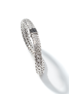 时尚925银黑宝石银手链原创JH