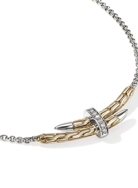 John Hardy Spear 14K金配银镶钻项链 原创设计
