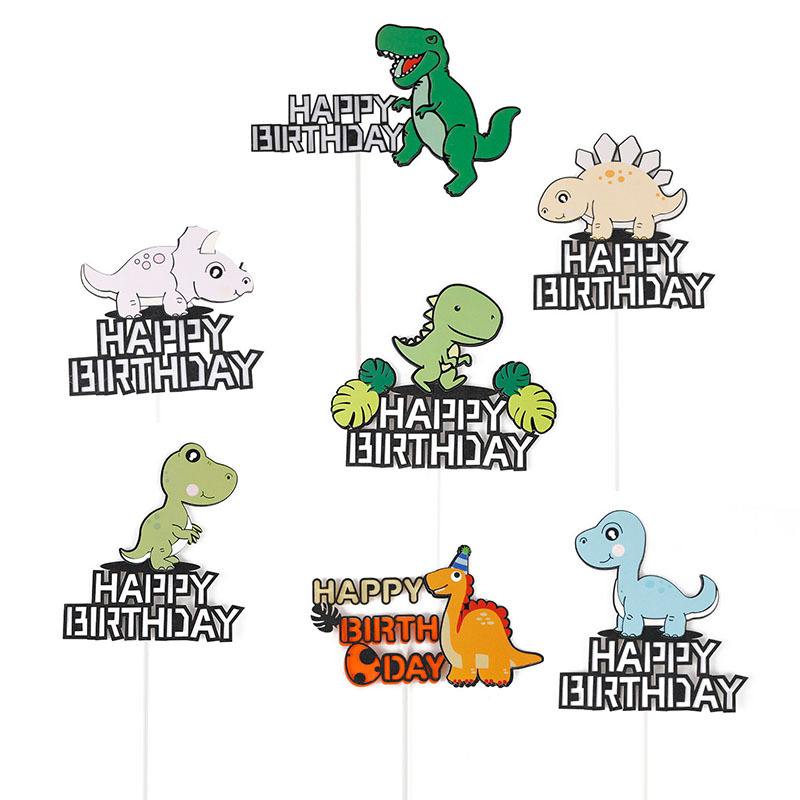 网红恐龙蛋糕装饰怪兽卡通公仔摆件森系森林主题派对男孩生日插件 - 图3