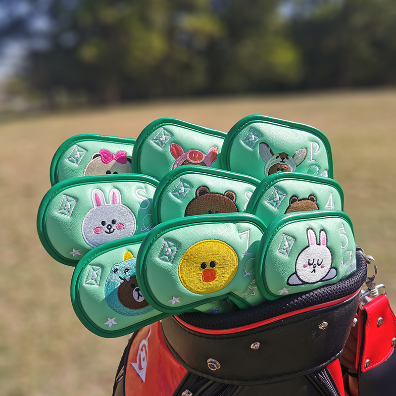 韩国卡通高尔夫球杆套杆头套铁杆组保护套golf用品磁铁吸合铁杆套 - 图1