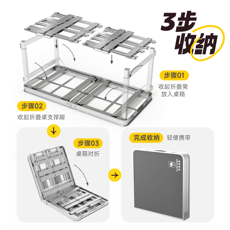 户外折叠桌子摆摊地摊夜市折叠写字桌椅一体便携简易野外露营餐桌-图1