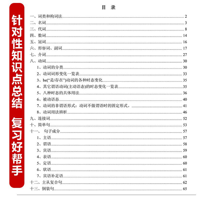 新初中英语知识点语法总结词性讲解句子结构七八九年级复习练习本