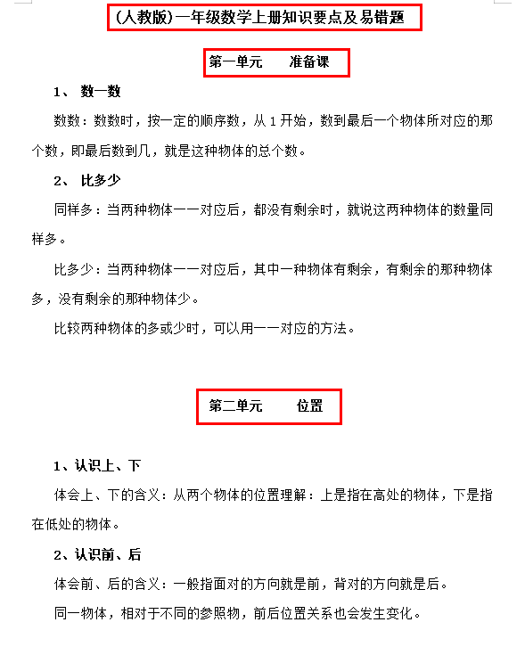 人教版小学数学一二三四五六年级上下册知识点汇总期末单元练习本