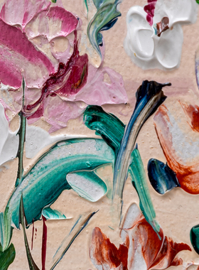 忒派TeiPai艺术花卉手绘油画《芳菲》奶油风客厅装饰画高级感挂画