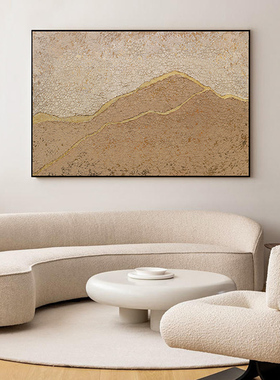 忒派轻奢裂纹金箔手绘油画《家有金山》意式客厅装饰画中古风挂画