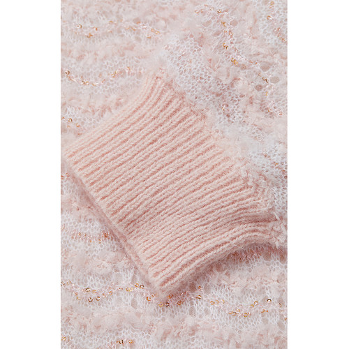 OCHIRLY欧时力珠片纱针织毛衣女 灯笼袖设计感上衣2024新款春装 - 图1