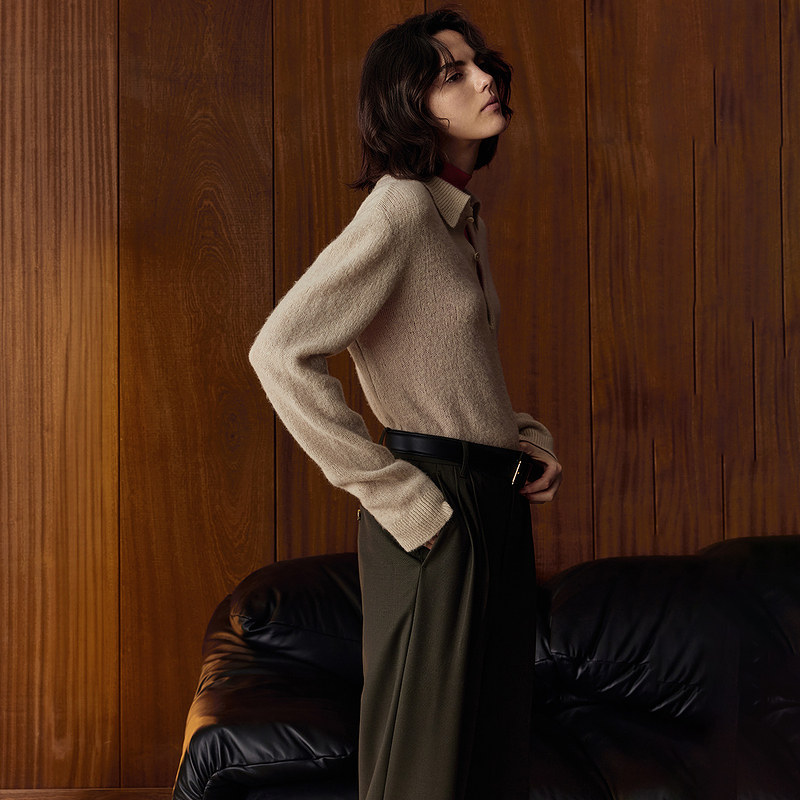 OCHIRLY欧时力 羊毛精纺呢西装长裤女直筒阔腿通勤2024秋季新品,淘宝优惠券,粉丝福利购,淘宝优惠卷