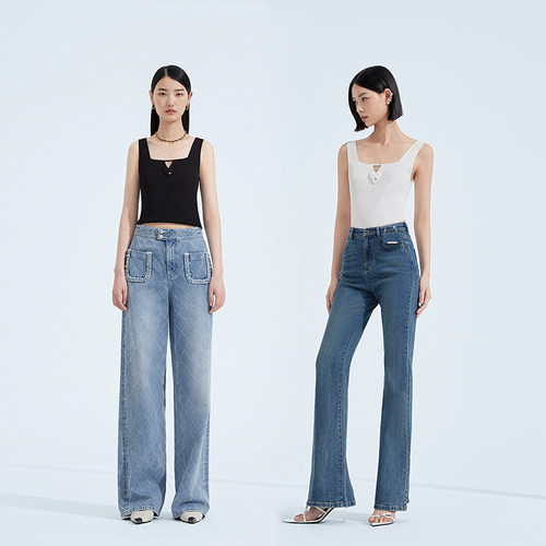 黑标系列 欧时力 镂空方领针织背心女秋装上衣打底修身 - 图2