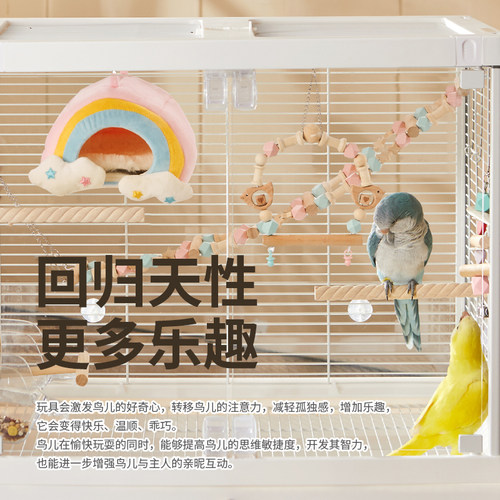 达洋直营 鹦鹉鸟玩具秋千装饰鸟笼挂件镜子爬绳楼梯虎皮玄凤牡丹 - 图1