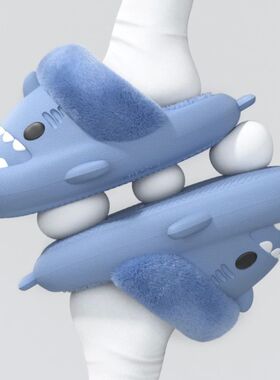 Men'S Winter Plush Shark Slippers Couple Adults Warm Fluffy
