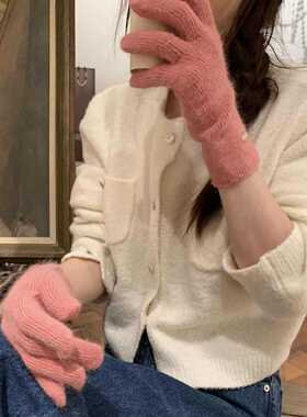 学生分指可触屏手套加厚加长手套棉线手套手套冬季保暖系防寒