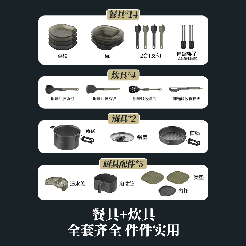 Awada户外炊具不粘煎锅套锅野营餐具露营专用锅具煎盘平底锅,淘宝优惠券,粉丝福利购,淘宝优惠卷