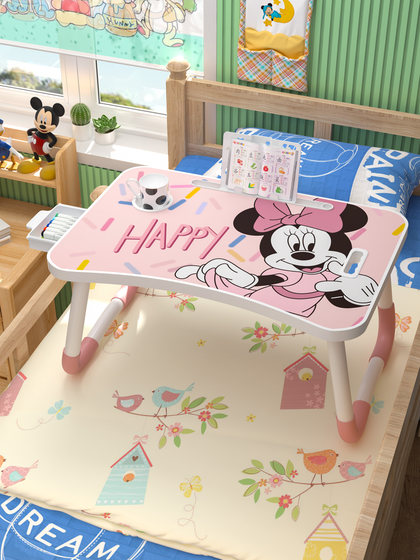 Bed small table foldable cartoon bed desk dormitory bedroom home bay window small table children students study writing desk laptop lazy table