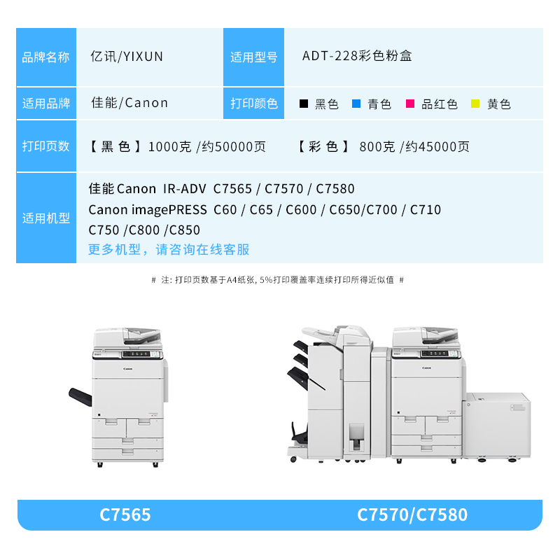 适用佳能NPG72碳粉盒IR C7580 C7565 C7570墨粉盒C60 C65 C600 C650 C700 C710 C750 C800 C850复印机T01墨粉 - 图3