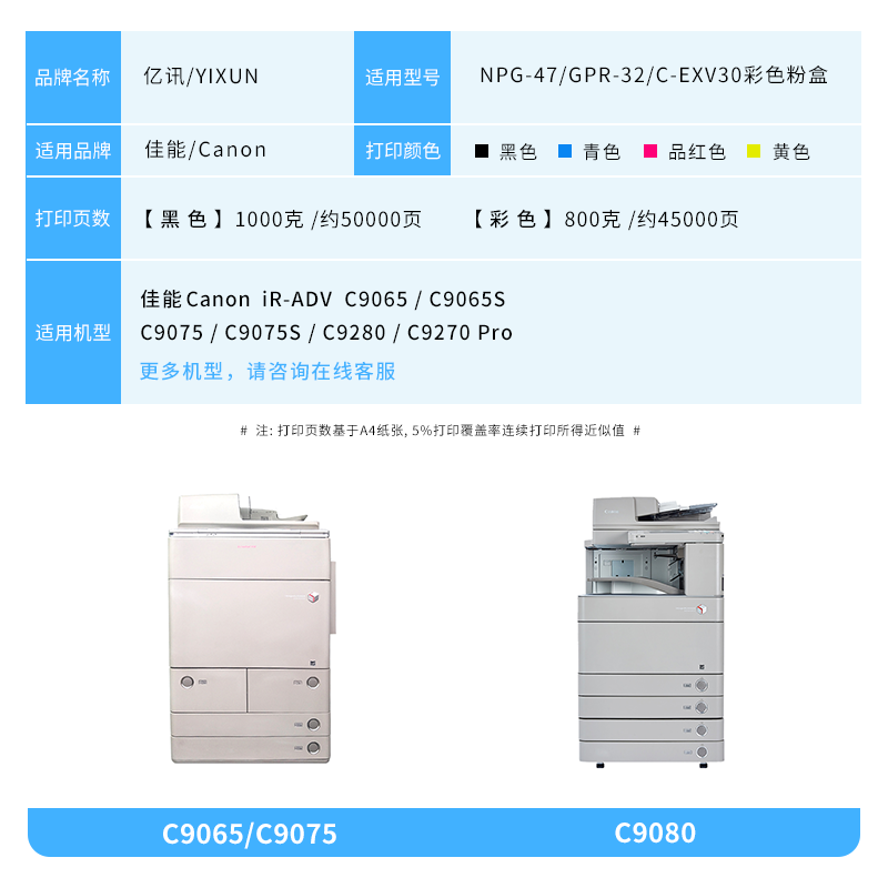 【顺丰】适用佳能NPG-47粉盒iR-ADV C9280 C9270 Pro碳粉盒C9065s C9075复印机墨盒碳粉数码复合机硒鼓墨粉盒-图3