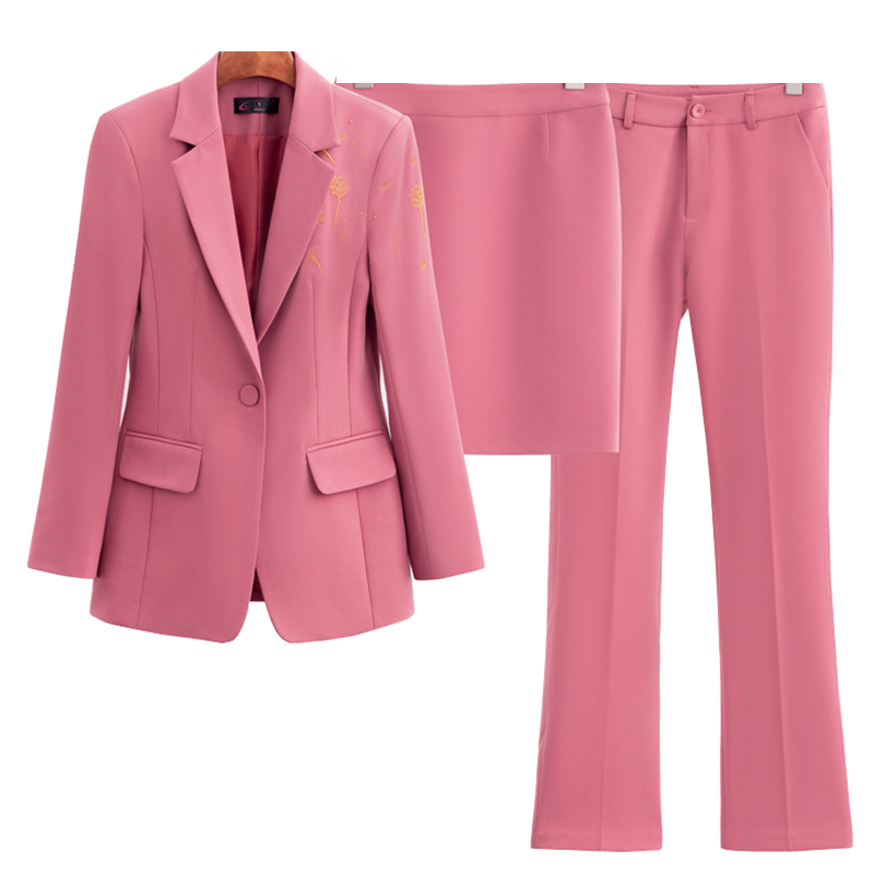 粉色西装外套女职业套装秋冬新款气质女神范高级感女士西服工作服