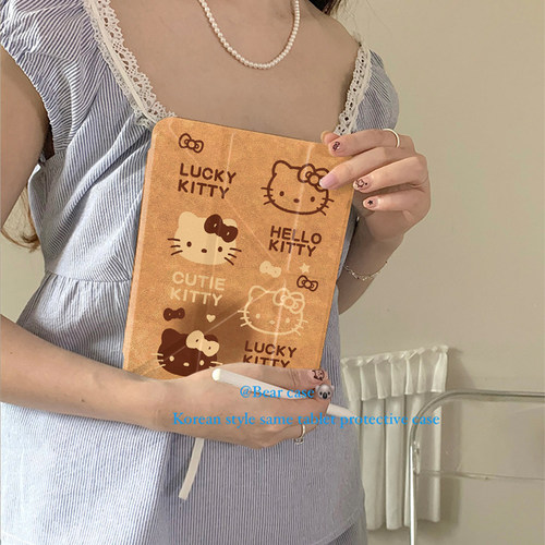 秋冬绒皮蝴蝶结kt猫Y+三折适用ipad11保护壳ipadair7新款ipad10笔槽air6防摔air2025苹果平板保护套mini7女款 - 图3