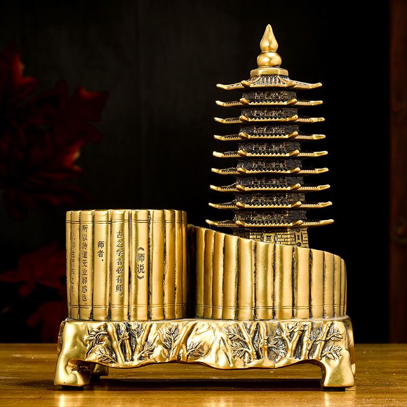 九层文昌塔笔筒摆件办公室桌面书房实用高端装饰品升学礼物