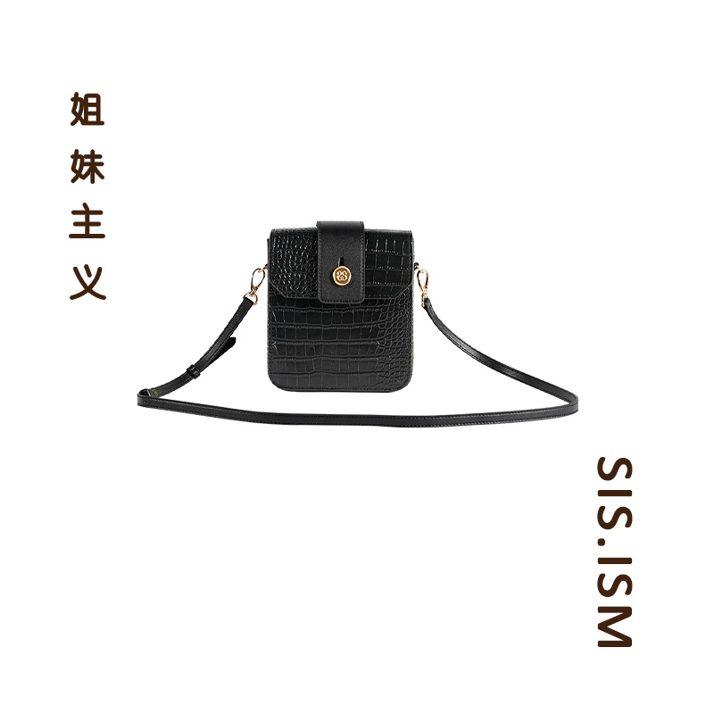 SISISM姐妹主义鳄鱼纹小方包原创设计牛皮单肩斜挎包腰包高级感女