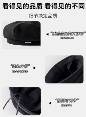 日系秋冬复古毛呢女贝雷帽