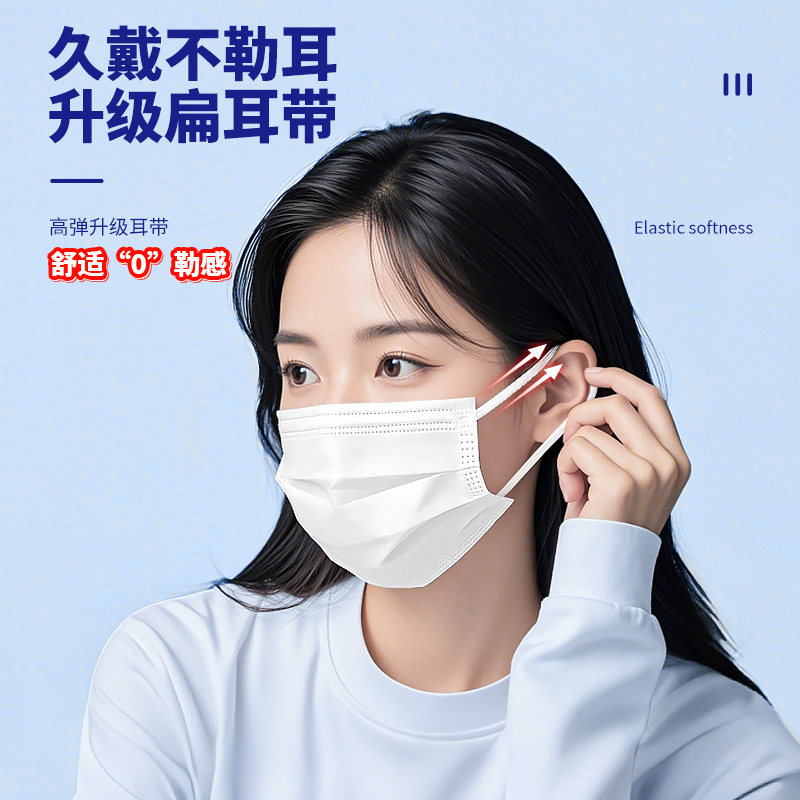 白色口罩一次性医疗医用外科成人正品官方旗舰店女高颜值2024新款