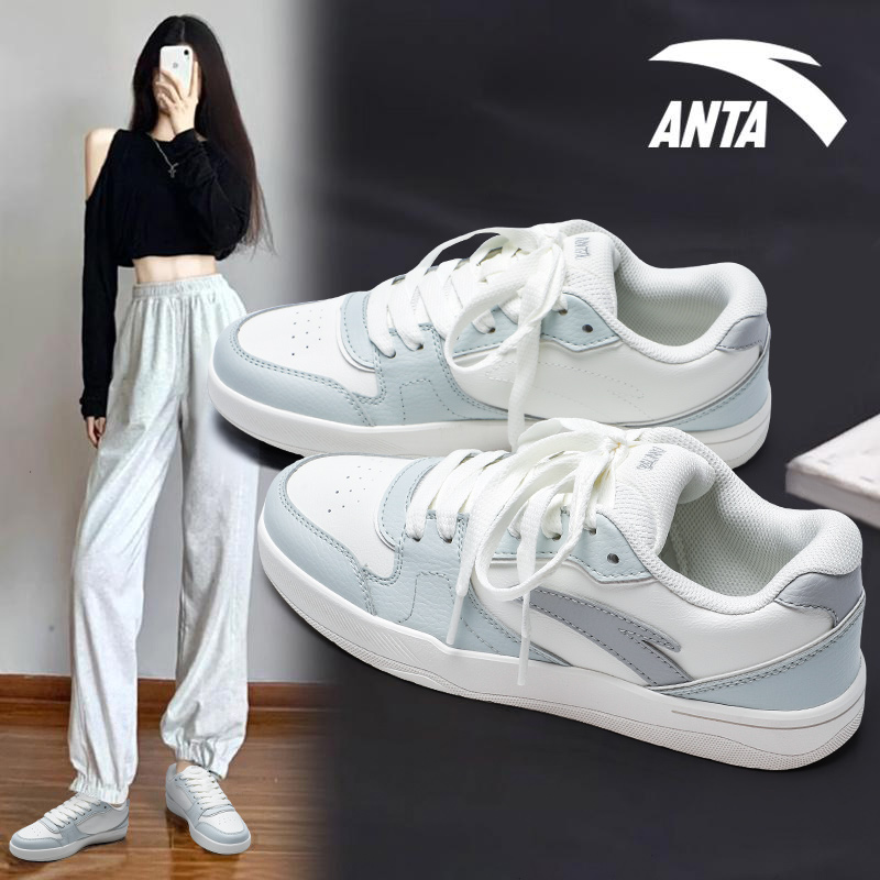 安踏板鞋女鞋秋季新款学生厚底ins潮百搭低帮轻便软底休闲运动鞋 - 图0