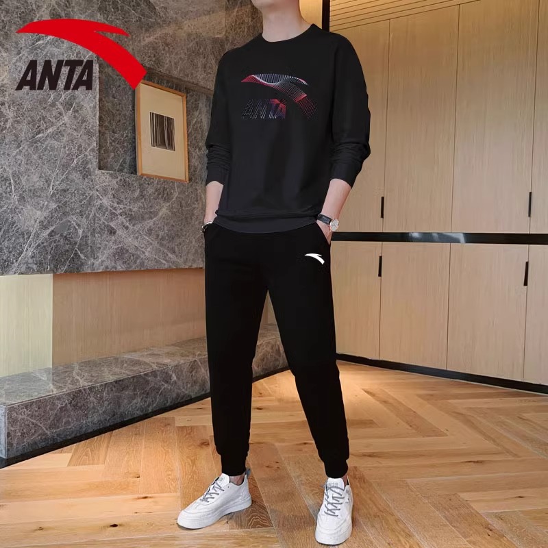 安踏运动套装男春秋季官网旗舰休闲宽松潮牌保暖跑步健身房运动服